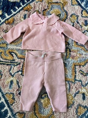 janie and jack crochet collar matching set 0-3 months